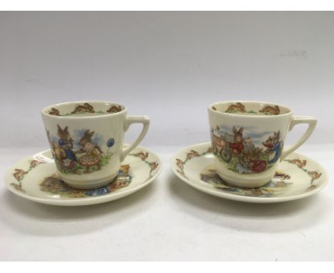 A pair of Royal Doulton Bunnykins cups and saucers - NO RESERVE