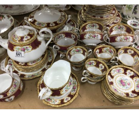 A royal Albert Lady Hamilton service comprising tea pot milk jug sugar bowl cups and saucers