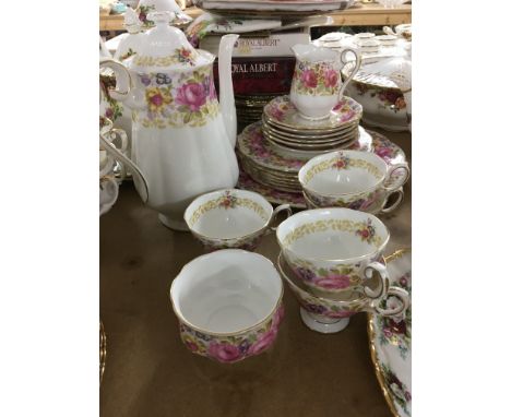 A royal Albert serena coffee set comprising pot milk jug sugar bowl cups and saucers