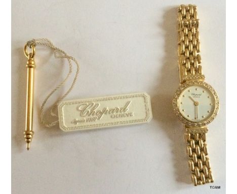 Ladies 18ct Gold and Diamond Chopard Quartz wristwatch with original setting tool, box a nd receipt from watches of Switzerla