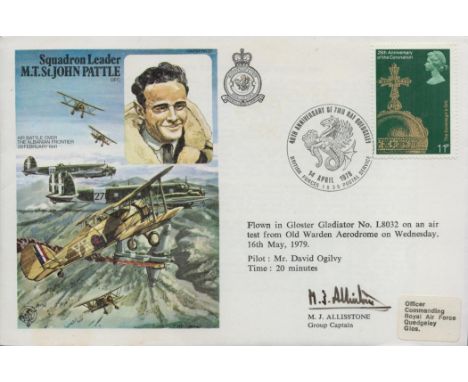 Group Captain M. J. Allistone Signed Squadron Leader M. T. St John Pattle First Day Cover. British Stamp with 14 April 1979 P