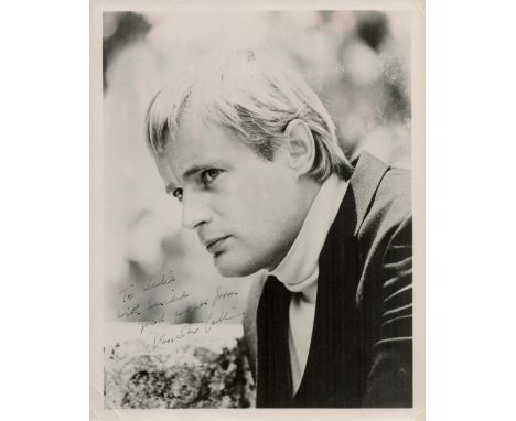 David McCallum signed black and white photo vintage head and shoulders portrait. Dedicated. A Scottish actor and musician. 10