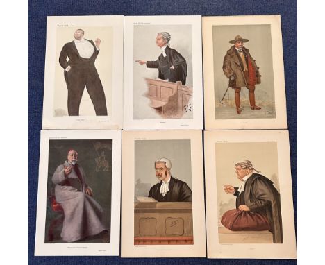 Vanity Fair print collection of 6 Prints. Titles include Jumbo Subject Mr Samuel Pope QC Dated 12/12/1885, Pridham Subject P 