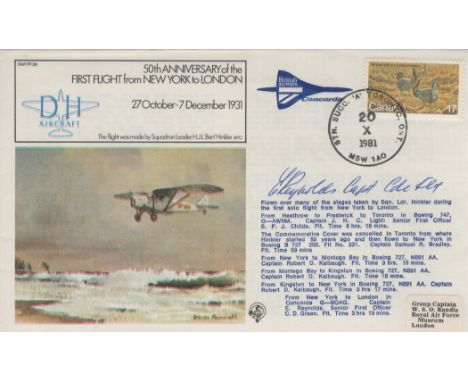 Cptn Reynolds signed 50th anniversary of the first flight from New York to London 27 Oct-7 Dec 1931 RAF FF36 cover. 1 stamp a