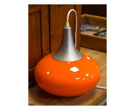 Modern Design - 1960's period Doria orange glass pendant light   Condition: 