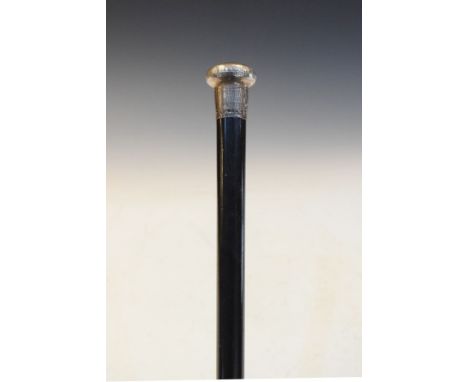 Early 20th Century silver handled ebonised walking stick, hallmarks indistinct   Condition: 