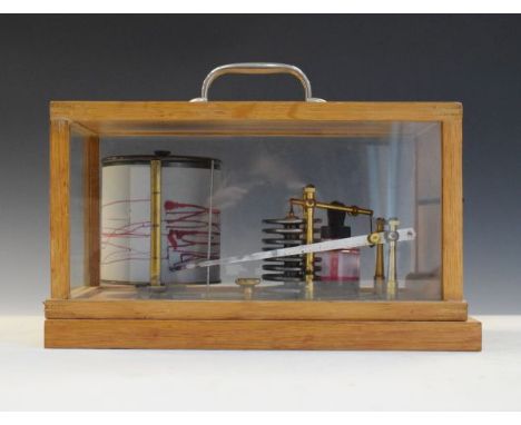 Barograph in a light oak case   Condition: 