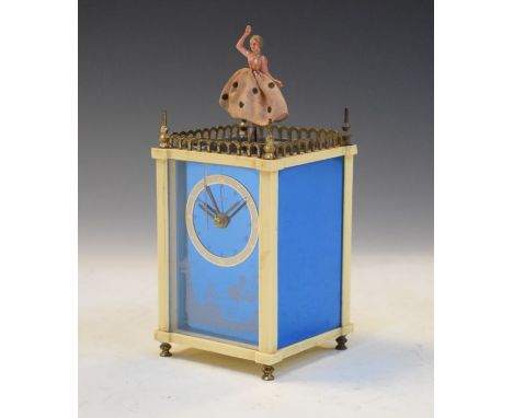 Mid 20th Century Staiger automaton carriage style clock surmounted with a ballerina   Condition: 