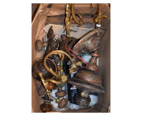 Various light fittings, door plates and other door fittings, etc   Condition: 