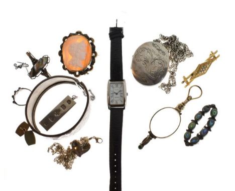 Avantino sterling silver cased lady's wristwatch, together with a silver snap bangle, locket, pendant and various other jewel