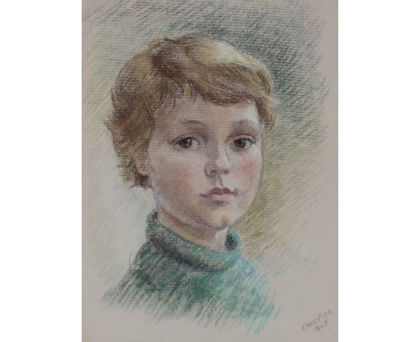 JOHN CHIRNSIDE (Manchester)  PASTEL DRAWING  Bust portrait of a girl  Signed and dated 1965 16" x 12 (40.5cm x 30.5cm) 