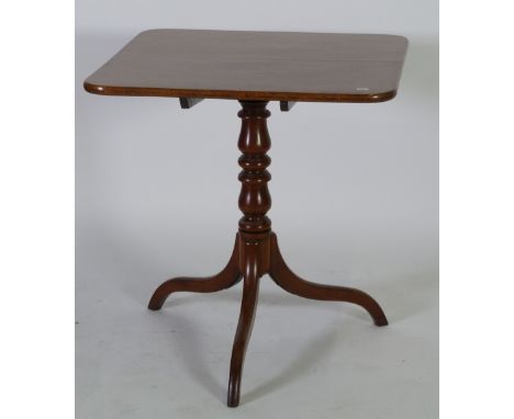 LATE NINETEENTH CENTURY OAK AND MAHOGANY TRIPOD OCCASIONAL TABLE, the rounded oblong oak tilt top above a turned column and r