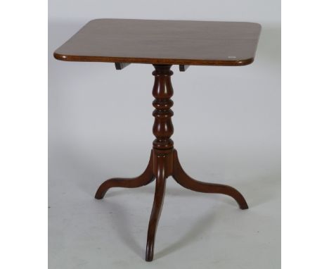 LATE NINETEENTH CENTURY OAK AND MAHOGANY TRIPOD OCCASIONAL TABLE, the rounded oblong oak tilt top above a turned column and r