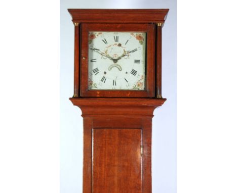 GEORGE III OAK LONGCASE CLOCK, faintly signed Halder, Arundell,, the 11" painted dial with floral spandrel and scrollwork car