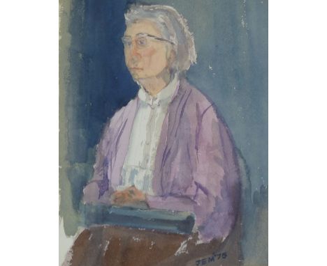 JACK MADELEY  WATERCOLOUR DRAWING 'Portrait No. 2' Signed and dated (19) '75 13 1/4" x 10 3/4" (33.cm x 27cm)  AND J.W. MURPH