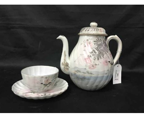 20TH CENTURY HANDPAINTED TEA SERVICE WITH BIRD AND FLOWER MOTIF 