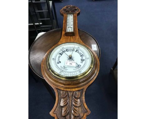 VICTORIAN OAK CASED BAROMETER