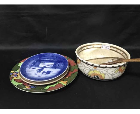 CROWN DUCAL BOWL BY CHARLOTTE RHEAD royal doulton plate, royal copenhagen plate and a goebel plate