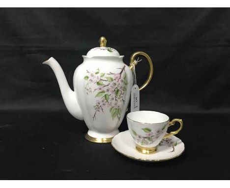 TUSCAN HAND PAINTED PART TEA SERVICEsigned by I.F. Lang; along with Foley part tea service