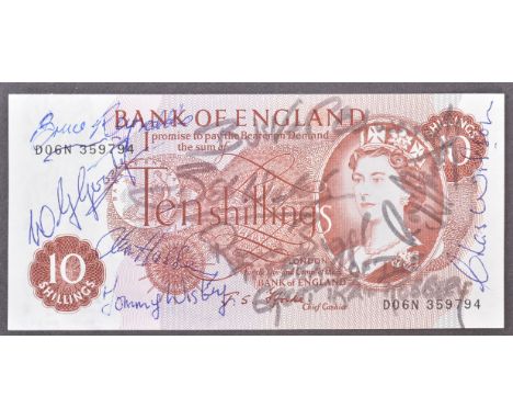 The Great Train Robbery - an original Bank Of England Ten Shillings note signed by x9 of the robbers, including;&nbsp;leader 