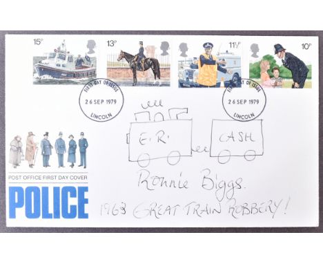 The Great Train Robbery - Ronnie Biggs (1929-2013) - autographed 1979 Police First Day Cover / FDC. Signed by Biggs in black 