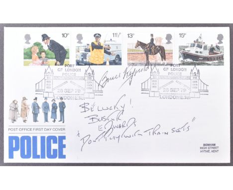 The Great Train Robbery - an original 1979 Police First Day Cover / FDC signed by Bruce Reynolds (1931-2013) and Buster Edwar