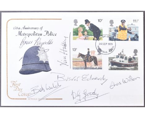 The Great Train Robbery - a 1979 150th Anniversary Of The Metropolitan Police First Day Cover / FDC signed by x6 members of t