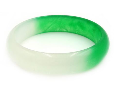 Two tone apple green and ice colour jade bangle