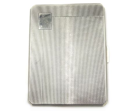 Silver cigarette case, engine turned decoration by Gieves Ltd, Birmingham, 1947, approx 5.8oz