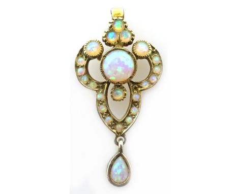 Silver-gilt (tested) opal pendant