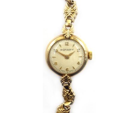 Rotary 9ct gold bracelet wristwatch hallmarked  Condition Report 14.2gm total