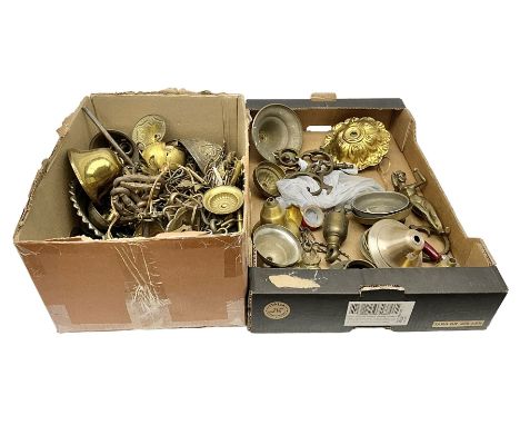 Large quantity of light fitting spare parts and accessories, in two boxes