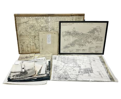 Avro Lancaster I framed print, collection of fishing boat photographs, book of port plans and ephemera 