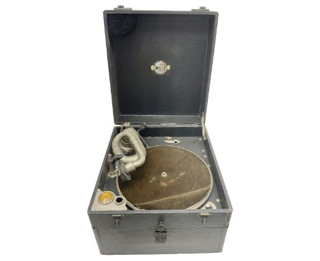 Portable wind-up record player, manufactured by C. Gilbert &amp; Co. Ltd., Sheffield