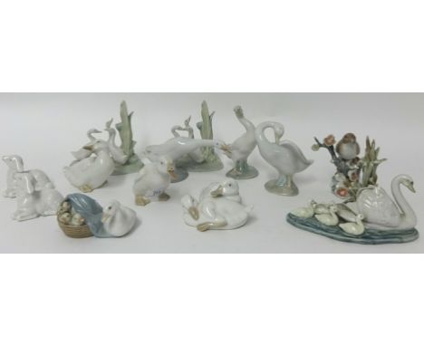 Six Lladro bird groups t/w six other bird and lamb groups mainly Nao (12)