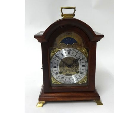 A Dutch reproduction bracket clock, the moon phase striking movement inscribed A. James with keys and bell strike with West G