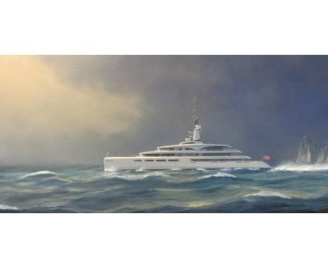 Sketch of Project 55, VAVA, the luxury motor yacht recently built at Devonport, 21cm x 23cm