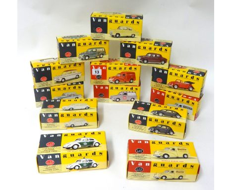 Collection of thirteen boxed Vanguard scale model cars