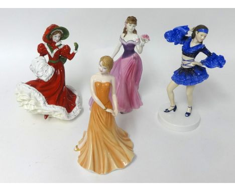 Three Royal Doulton figures ' Chloe, Christmas and The Cha Cha' also Royal Worcester figure 'Jessica Summer Romance' (4)