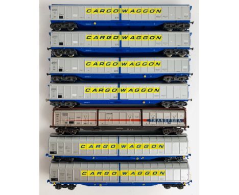 7x 4mm CargoWaggon Wagons - 'FITTED WITH P4 WHEEL SETS' - All Lacking Couplings - Some have Parts Missing - BID ACCORDINGLY. 