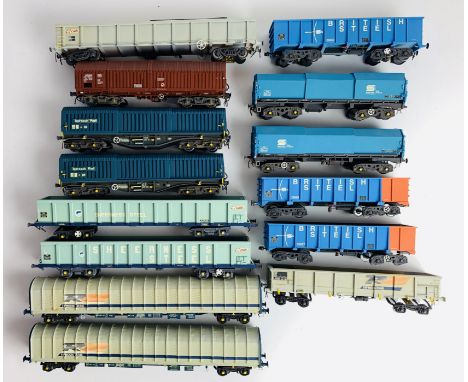 14x Kit Built 4mm 'FITTED WITH P4 WHEEL SETS' Wagons - Most Fitted with Chain Link Couplings, or Lacking Couplings - Supplied