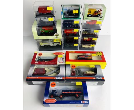 18x OO 1/76 Scale Diecast Vehicles Including Oxford Diecast &amp; Corgi Examples - 1x Hornby R6627 'Model Zone' Wagon Boxed. 