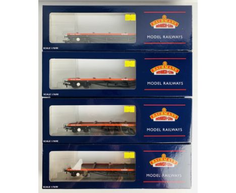 4x Bachmann OO Gauge 38-151 80 Ton Railfreight Bogie Bolster Wagons - All Boxed. P&amp;P Group 2 (£18+VAT for the first lot a