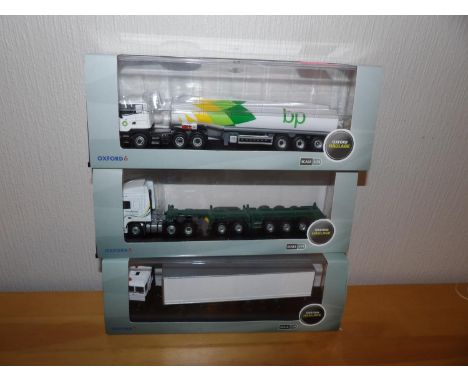 Oxford 1.76 x 3 Freightliner, DAF 2800 Plain White, BP Fuel Tanker.  P&amp;P Group 2 (£18+VAT for the first lot and £2+VAT fo