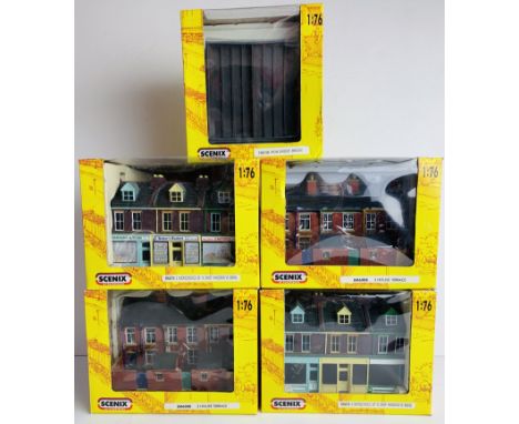 5x Scenix 1/76 'OO' Gauge Buildings - Including Shops, Terrace Houses &amp; Bridge - All Boxed. P&amp;P Group 2 (£18+VAT for 