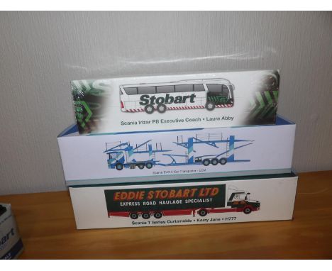 Atlas Collection 1.76 x 2 Eddie Stobart Collection + 1 Oxford 1.76 ECM Car Transporter. P&amp;P Group 2 (£18+VAT for the firs