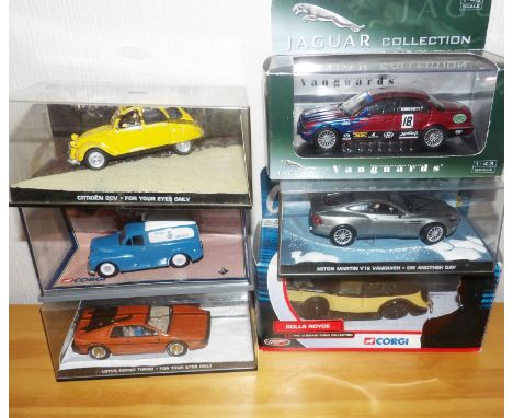 1.43 Scale 4 x James Bond Models + 1 Corgi RAC Van &amp; 1 Vanguard Jaguar XJ6. P&amp;P Group 2 (£18+VAT for the first lot an