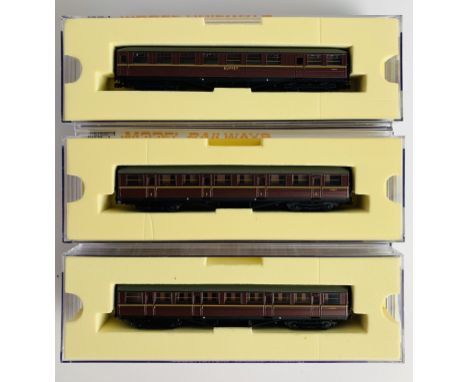 3x Dapol N Gauge BR Maroon Gresley Passenger Coaches - All Boxed. P&amp;P Group 1 (£14+VAT for the first lot and £1+VAT for s