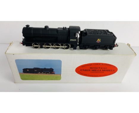 Union Mills N Gauge ex LMS Class 7F 0-8-0 BR Black Livery No.49659 Steam Loco Boxed. P&amp;P Group 1 (£14+VAT for the first l
