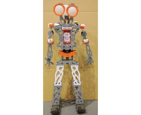 Large built Meccano robot H: 120 cm, Battery powered unchecked. This lot is not available for in-house P&amp;P, please contac